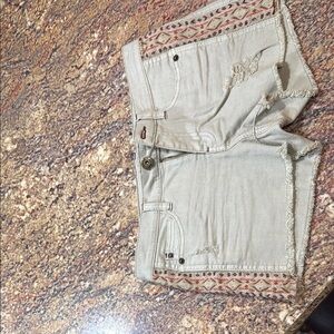 Stylish Frayed Denim Shorts with Embroidered Accents